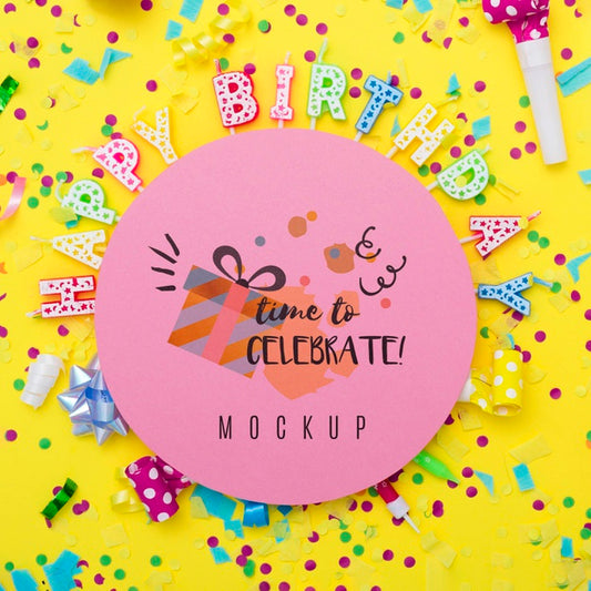 Free Flat Lay Of Happy Birthday Candles For Anniversary Celebration Psd