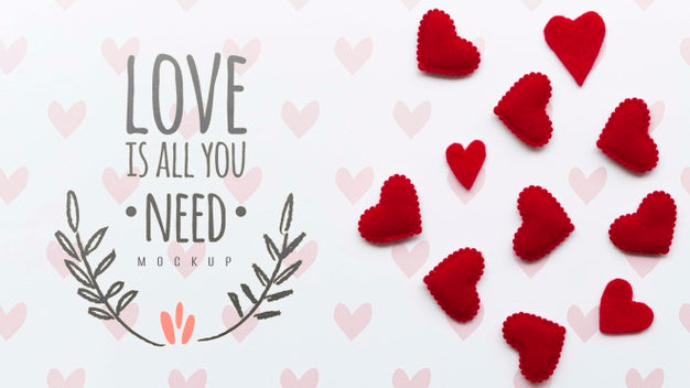 Free Flat Lay Of Heart Decorations With Message Psd