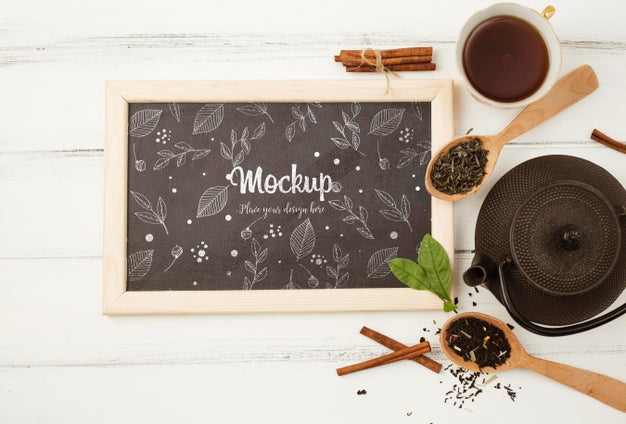 Free Flat Lay Of Herbal Tea Concept Mock-Up Psd