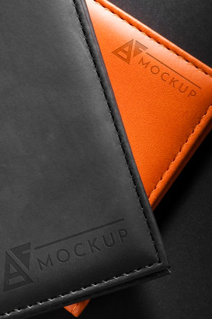 Free Flat Lay Of Leather Agendas Mock-Up Psd