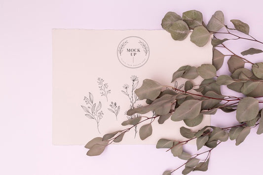 Free Flat Lay Of Leaves Concept Mock-Up Psd