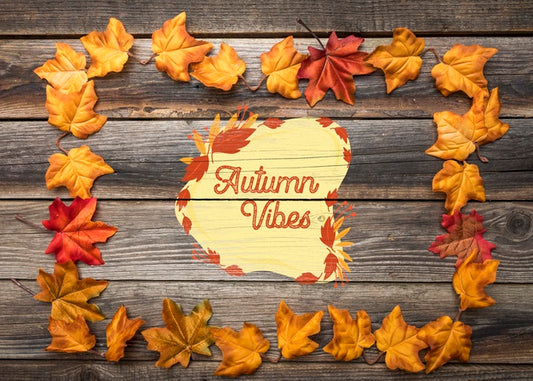 Free Flat Lay Of Leaves With Autumn Vibes Psd