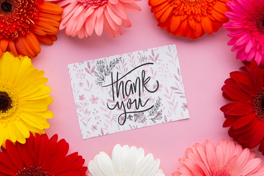 Free Flat Lay Of Letter And Colorful Flowers Psd