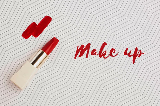 Free Flat Lay Of Lipstick Make-Up Concept Mock-Up Psd