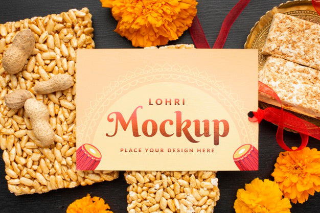 Free Flat Lay Of Lohri Concept Mock-Up Psd