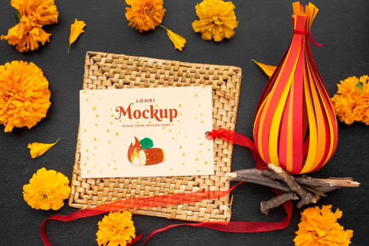 Free Flat Lay Of Lohri Concept Mock-Up Psd