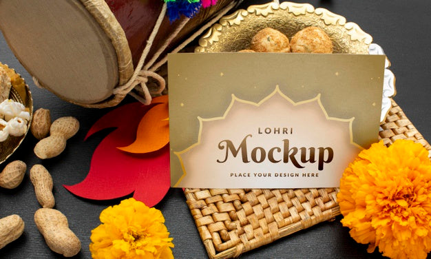 Free Flat Lay Of Lohri Concept Mock-Up Psd