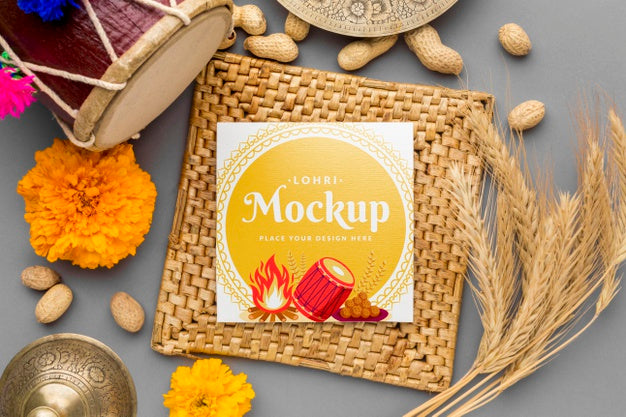 Free Flat Lay Of Lohri Concept Mock-Up Psd