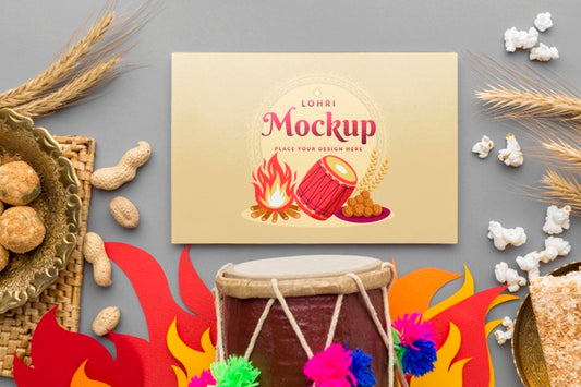 Free Flat Lay Of Lohri Concept Mock-Up Psd