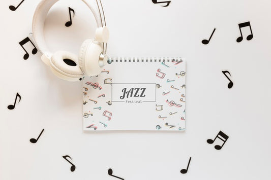Free Flat Lay Of Music Concept Notebook Mock-Up Psd
