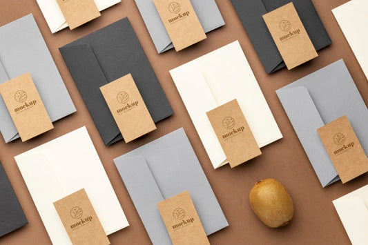 Free Flat Lay Of Paper Stationery With Kiwi Psd