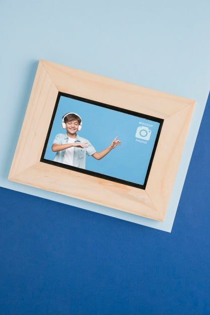 Free Flat Lay Of Picture Frame Psd