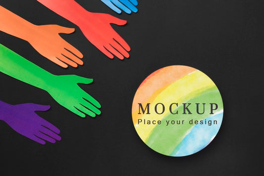 Free Flat Lay Of Rainbow Colored Hands For Diversity Psd