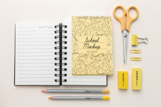 Free Flat Lay Of School Supplies Collection Mock-Up Psd