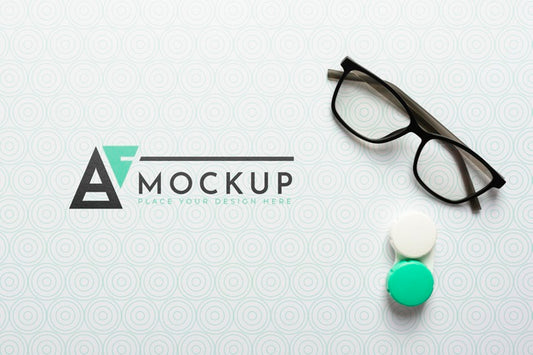 Free Flat Lay Of Seeing Glasses Mock-Up Psd