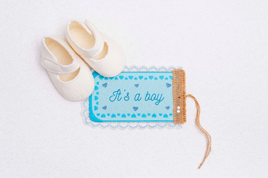 Free Flat Lay Of Shoes With Baby Shower Decoration Psd