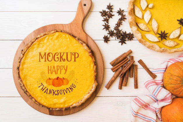 Free Flat Lay Of Thanksgiving Concepy Mock-Up Psd