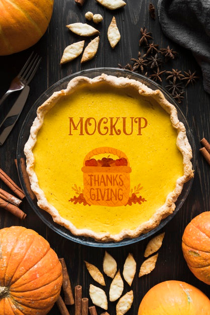Free Flat Lay Of Thanksgiving Concepy Mock-Up Psd