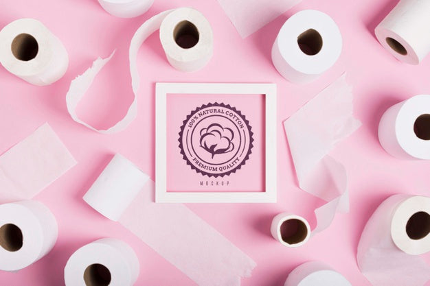 Free Flat Lay Of Toilet Paper Rolls With Frame Psd