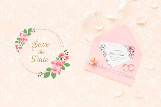 Free Flat Lay Of Wedding Concept Mock-Up Psd