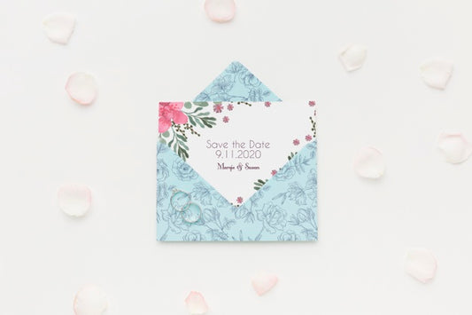 Free Flat Lay Of Paper Mock-Up Rustic Wedding Invitation With