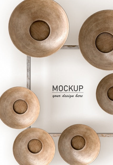 Free Flat Lay Of Wooden Bows Decorations On Frame Mock-Up Psd