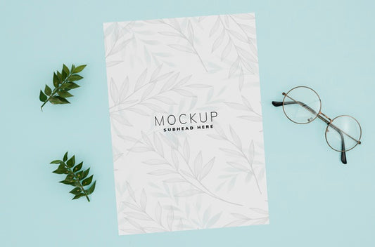 Free Flat Lay Paper On Blue Background Psd