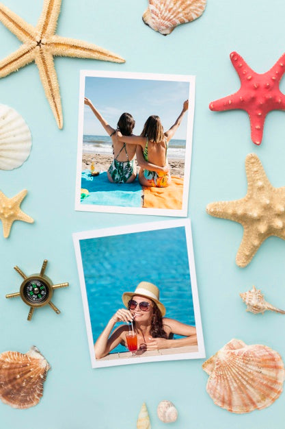 Free Flat Lay Photos And Starfish Arrangement Psd