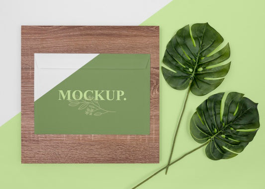 Free Flat Lay Plant, Stationery And Wood Psd
