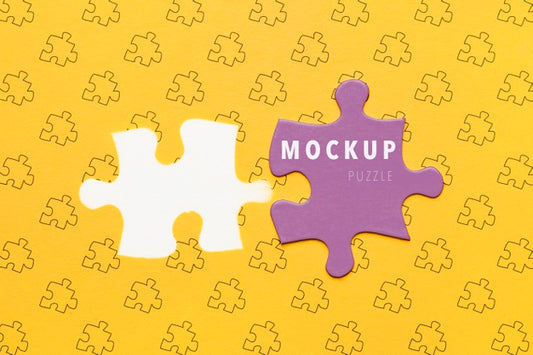 Free Flat Lay Purple Piece Of Puzzle Mock-Up Psd