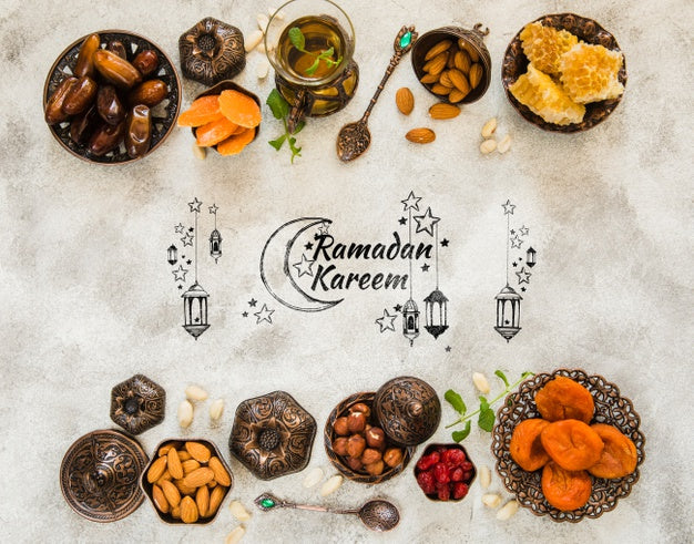 Free Flat Lay Ramadan Composition With Copyspace Psd