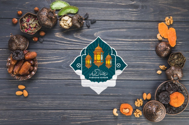 Free Flat Lay Ramadan Composition With Copyspace Psd