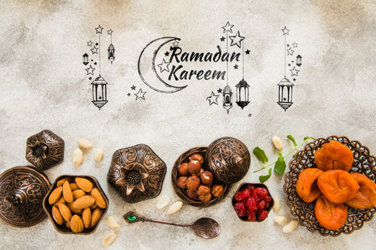 Free Flat Lay Ramadan Composition With Copyspace Psd