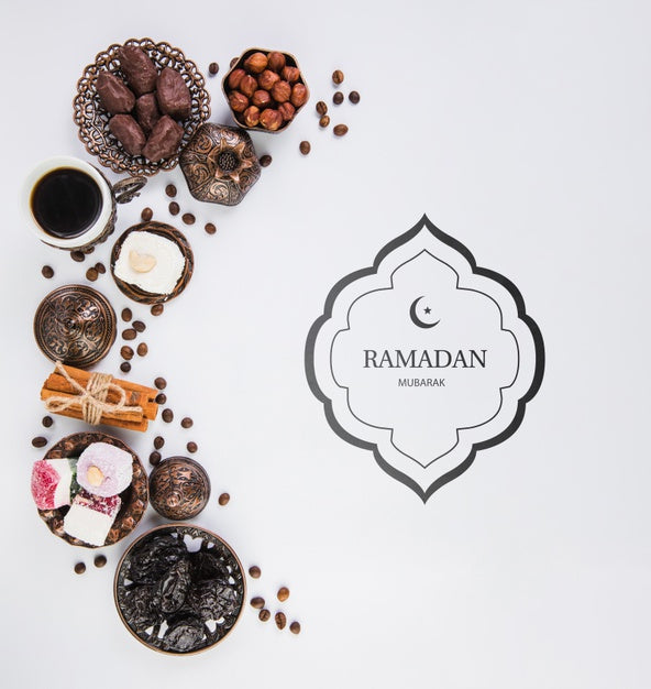 Free Flat Lay Ramadan Composition With Copyspace Psd