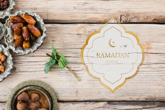 Free Flat Lay Ramadan Mockup For Logo Psd