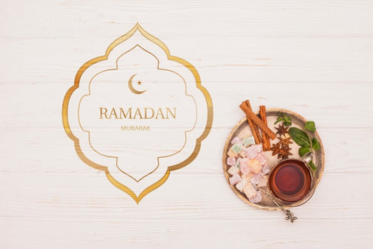 Free Flat Lay Ramadan Mockup For Logo Psd