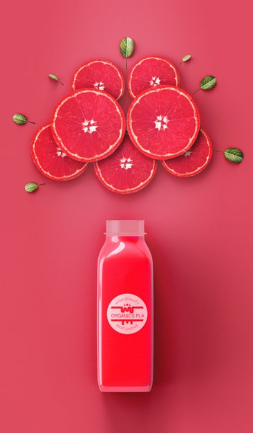 Free Flat Lay Refreshing Red Smoothie Mock-Up Psd