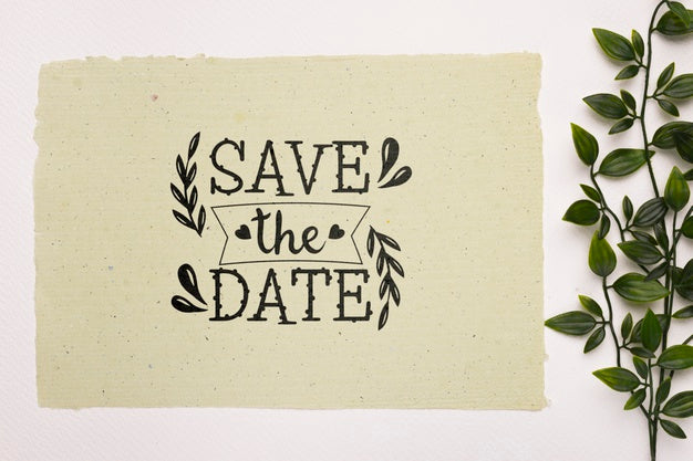 Free Flat Lay Save The Date Lettering Mock-Up Psd