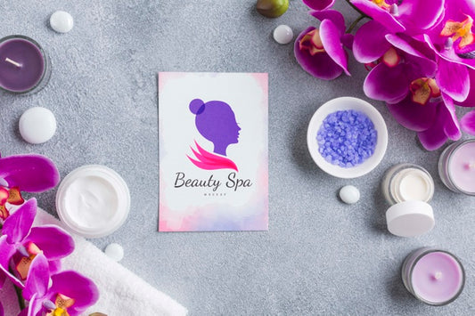 Free Flat Lay Spa Center Assortment With Mock-Up Psd
