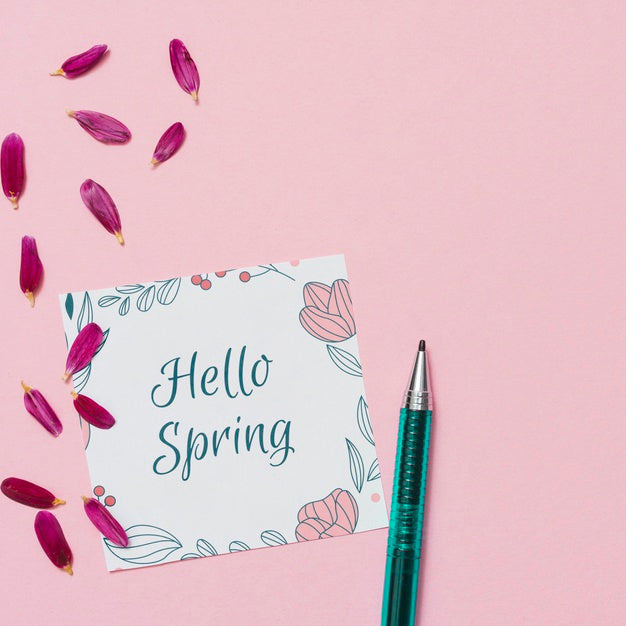 Free Flat Lay Spring Mockup With Card Psd – CreativeBooster