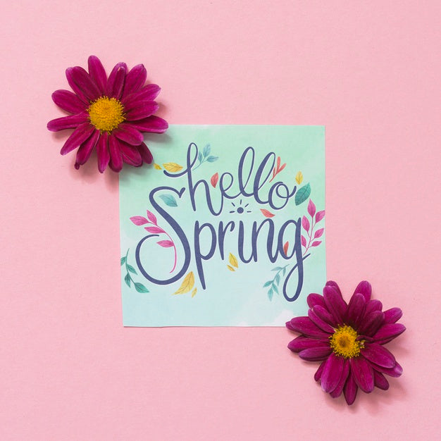 Free Flat Lay Spring Mockup With Card Psd – CreativeBooster