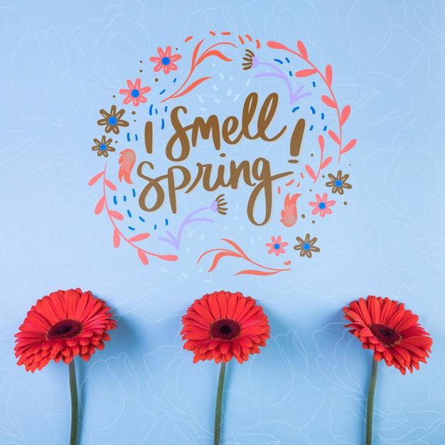 Free Flat Lay Spring Mockup With Copyspace Psd