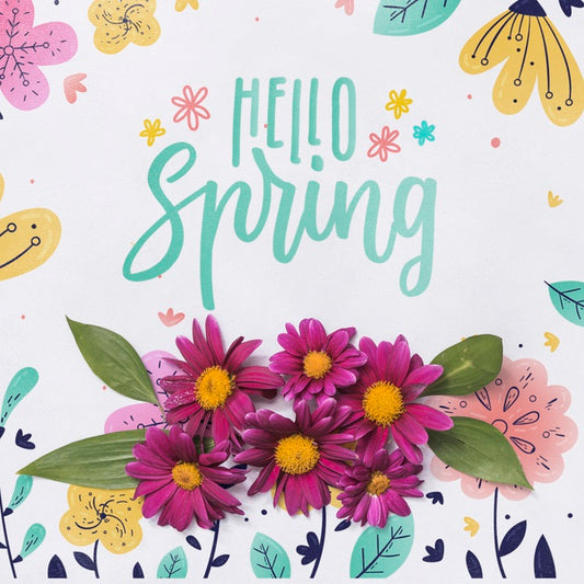 Free Flat Lay Spring Mockup With Copyspace Psd