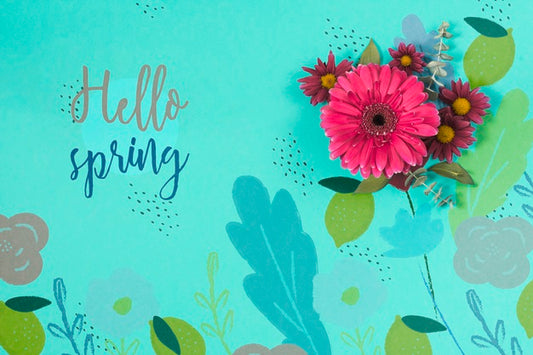 Free Flat Lay Spring Mockup With Copyspace Psd