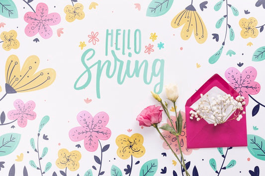 Free Flat Lay Spring Mockup With Copyspace Psd