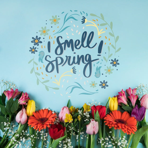 Free Flat Lay Spring Mockup With Copyspace Psd