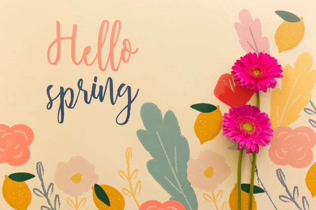 Free Flat Lay Spring Mockup With Copyspace Psd