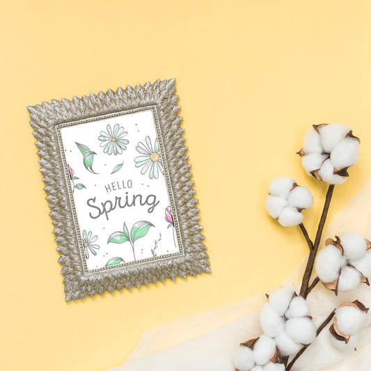 Free Flat Lay Spring Mockup With Frame Psd