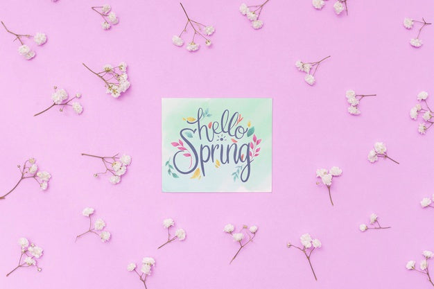 Free Flat Lay Spring Mockup With Greeting Card Psd