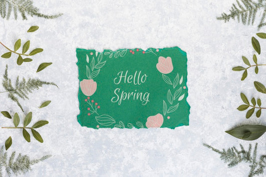 Free Flat Lay Spring Mockup With Greeting Card Psd